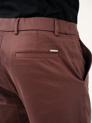 Nodrip Brown Slim Fit Stretch Chinos