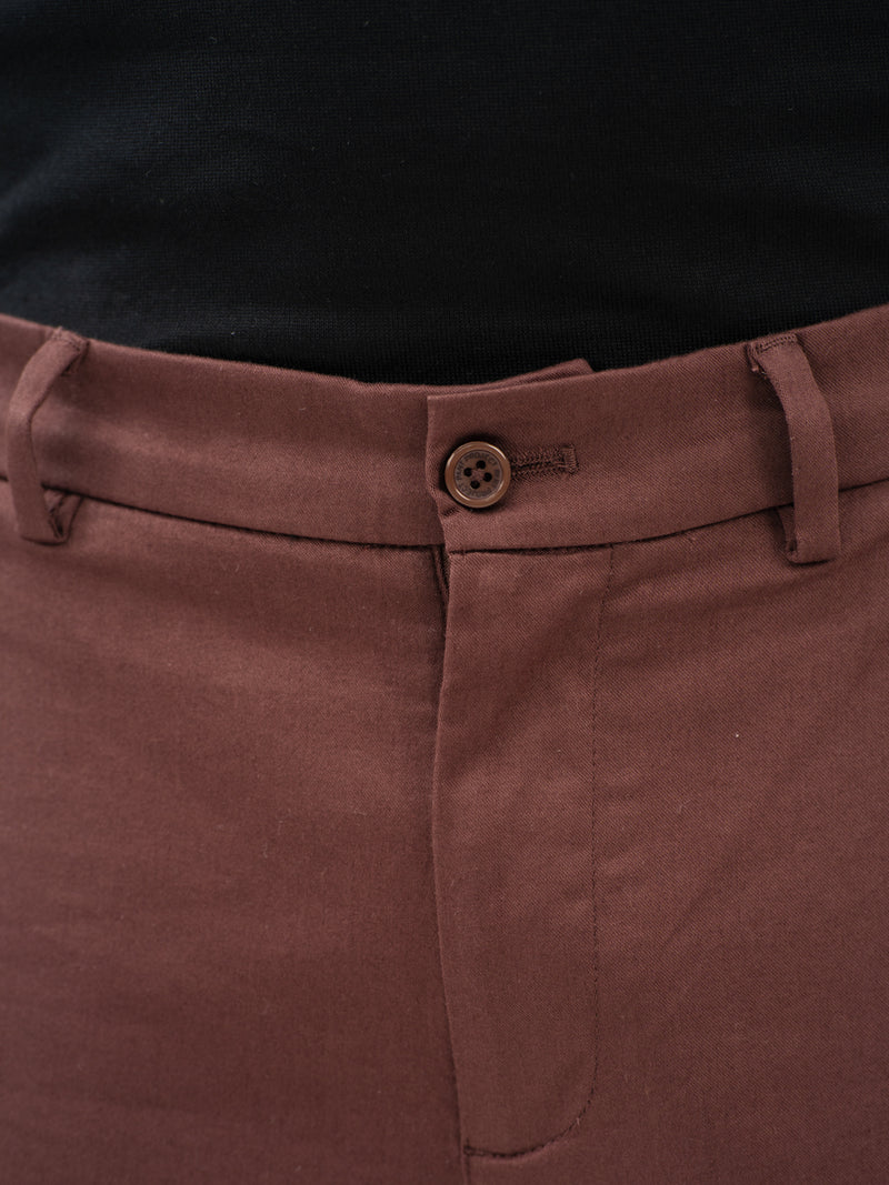 Nodrip Brown Water Repellent Slim Fit Stretch Chinos