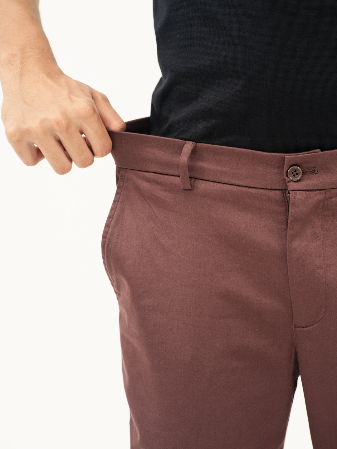 Nodrip Brown Slim Fit Stretch Chinos