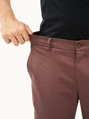 Nodrip Brown Slim Fit Stretch Chinos
