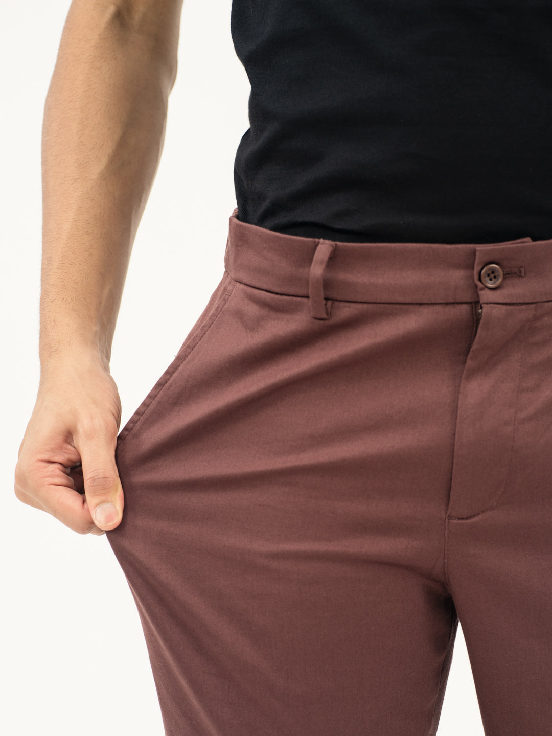 Nodrip Brown Slim Fit Stretch Chinos
