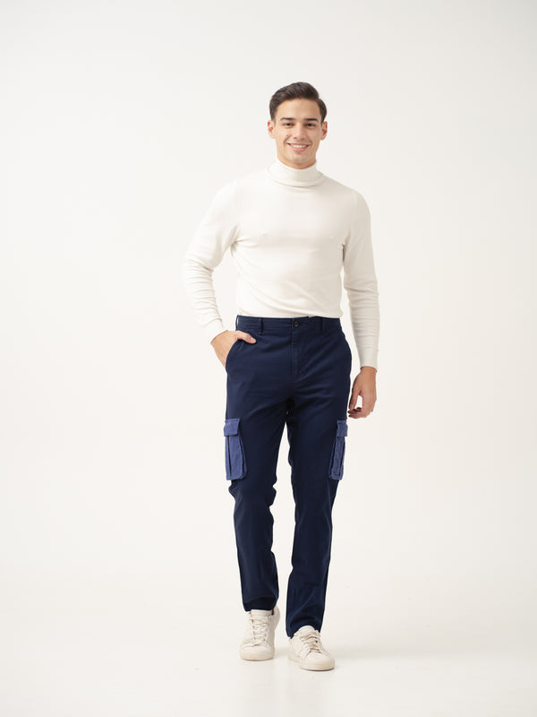 Navy Blue Cargo Corduroy Pants