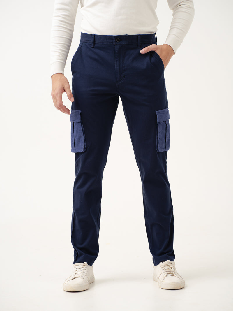 Navy Blue Cargo Corduroy Pants