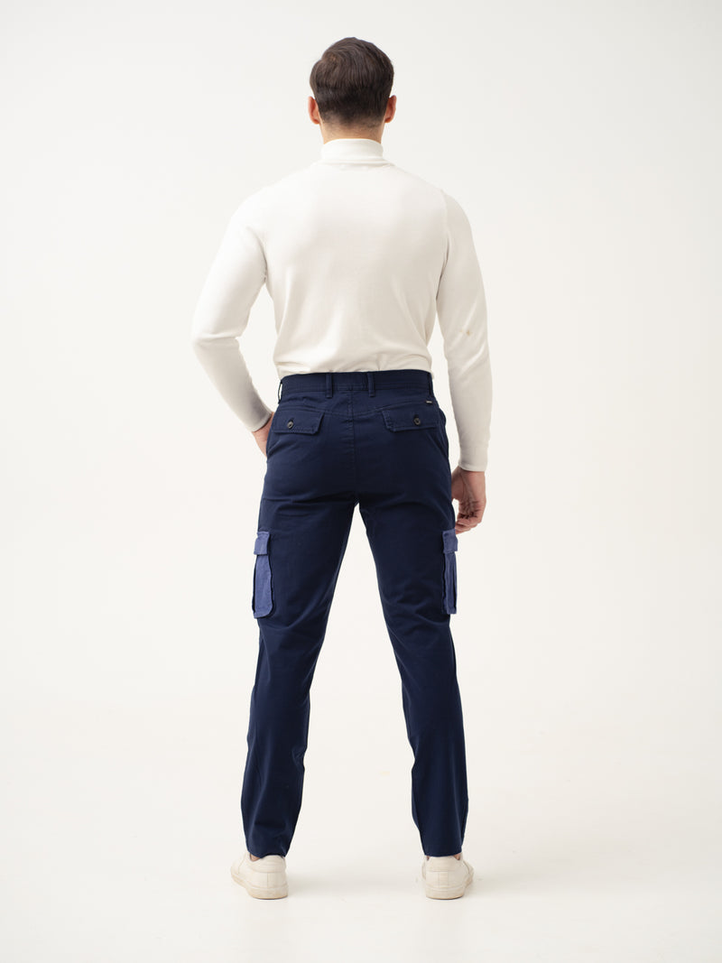 Navy Blue Cargo Corduroy Pants