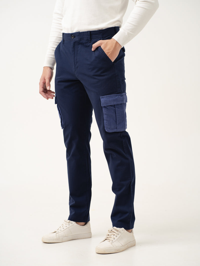 Navy Blue Cargo Corduroy Pants