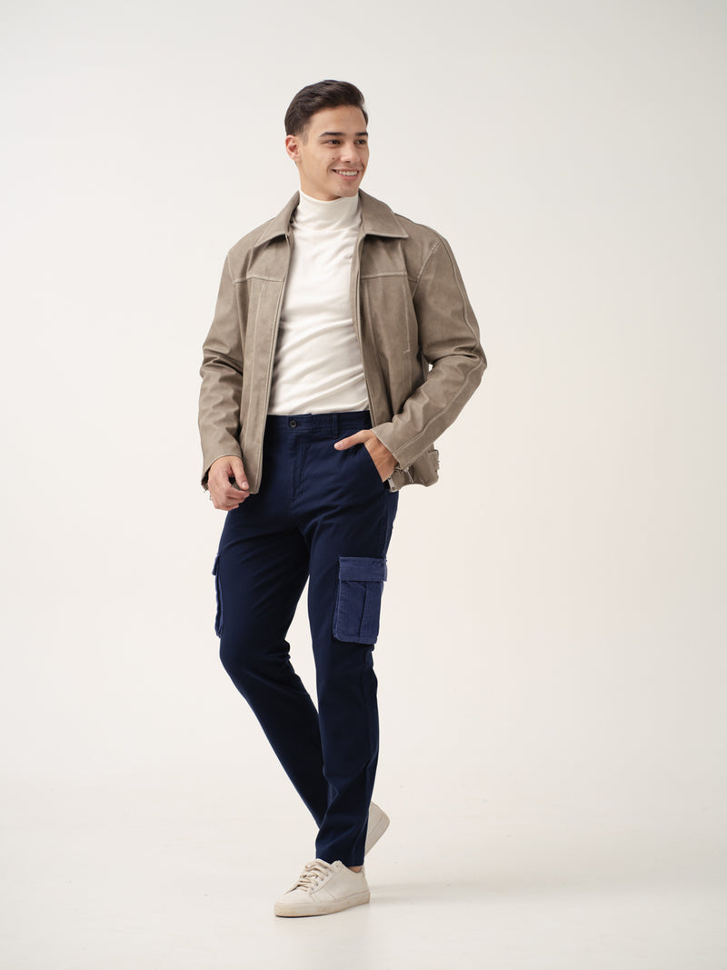 Navy Blue Cargo Corduroy Pants