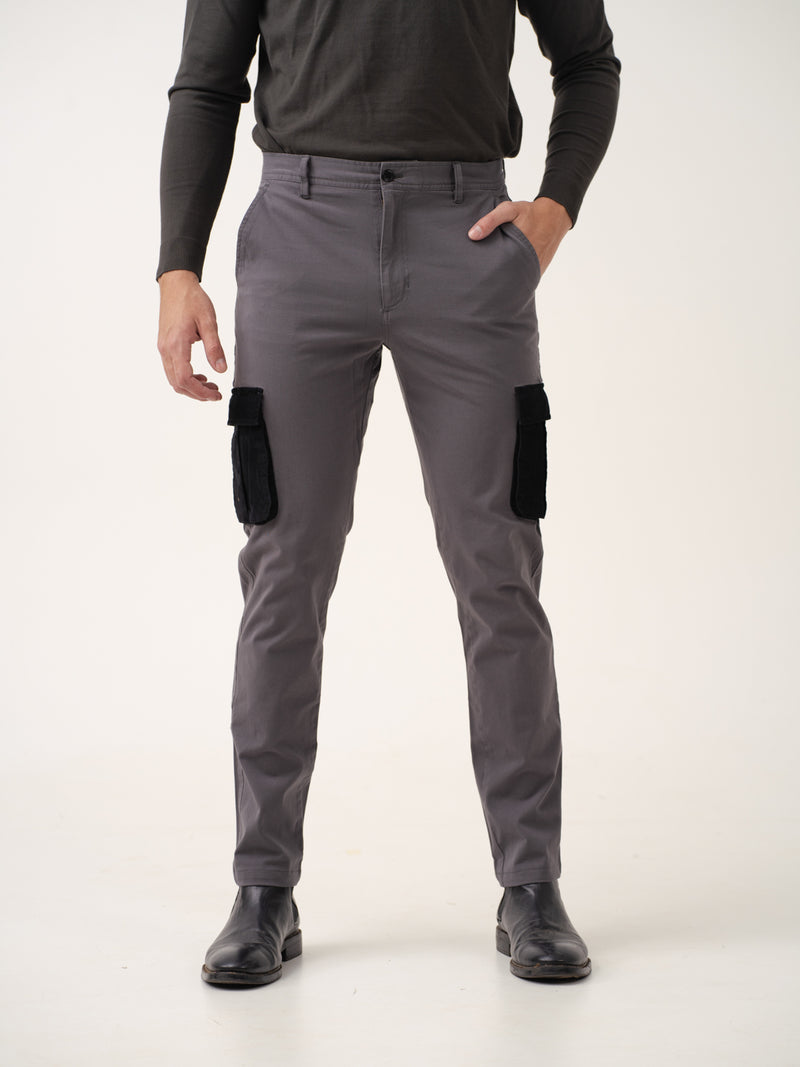 Grey Cargo Corduroy Pants