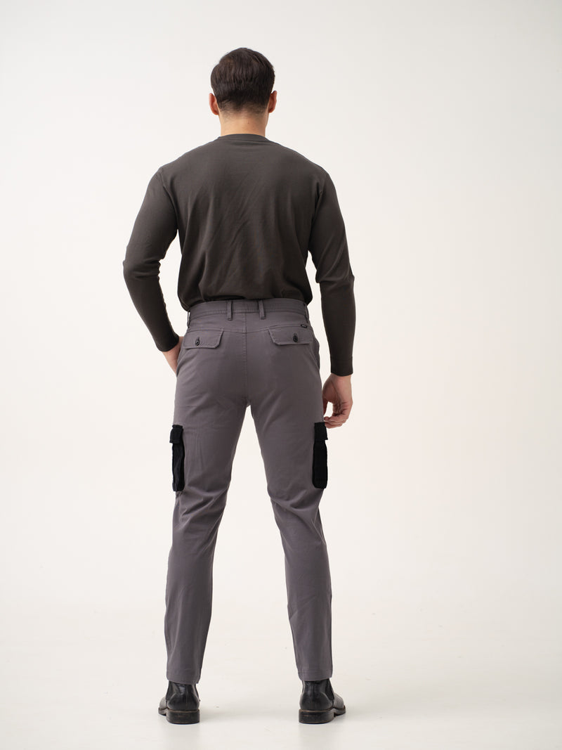 Grey Cargo Corduroy Pants