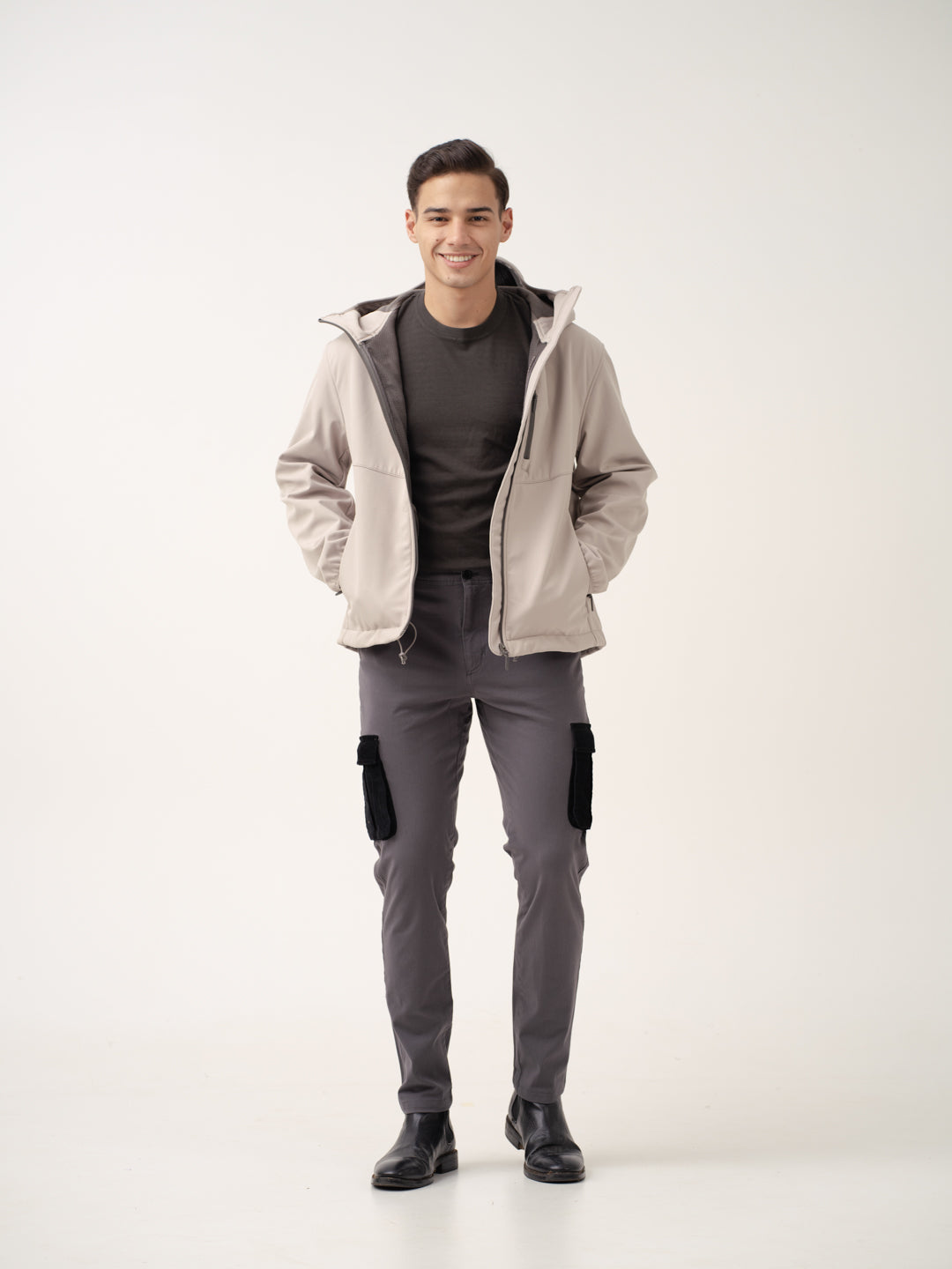 Grey Cargo Corduroy Pants