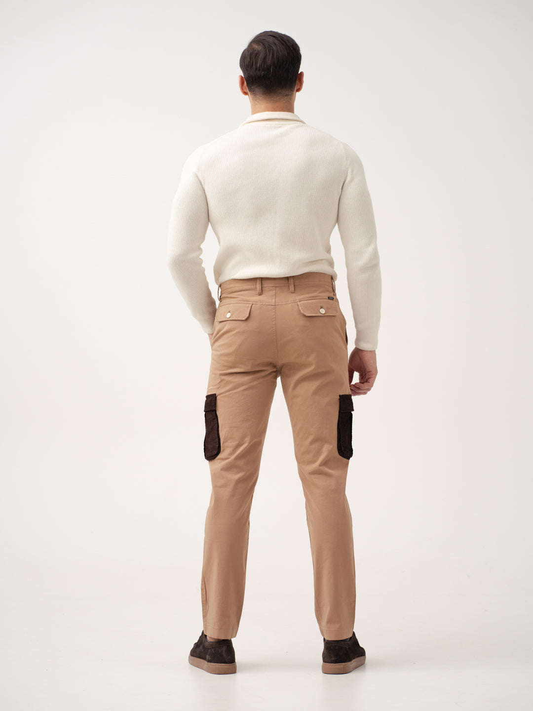 Raw Beige Cargo Corduroy Pants