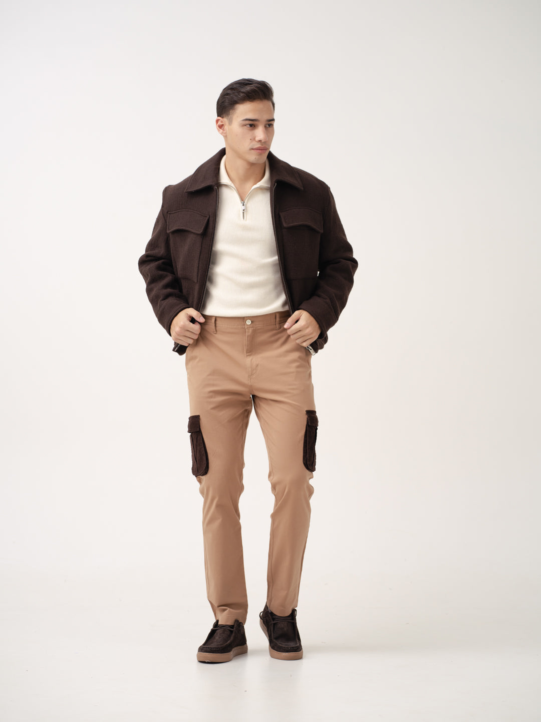 Raw Beige Cargo Corduroy Pants