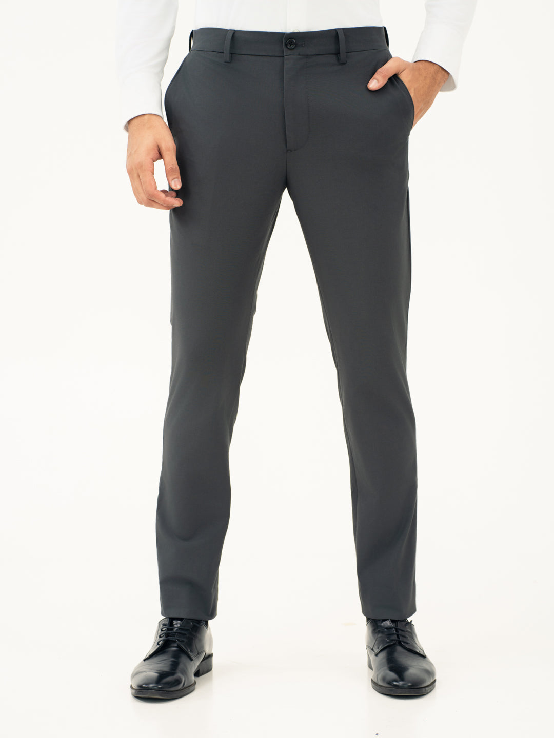 Dark Grey Stretch Formal Pants