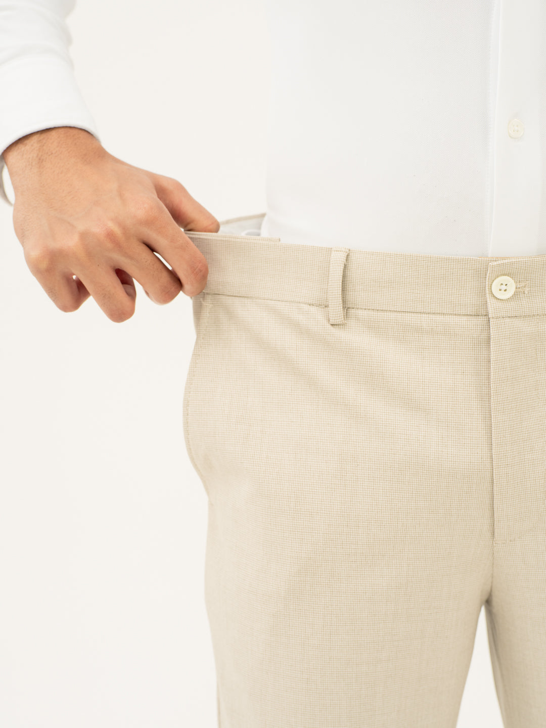 Stone Khaki Houndstooth Pants