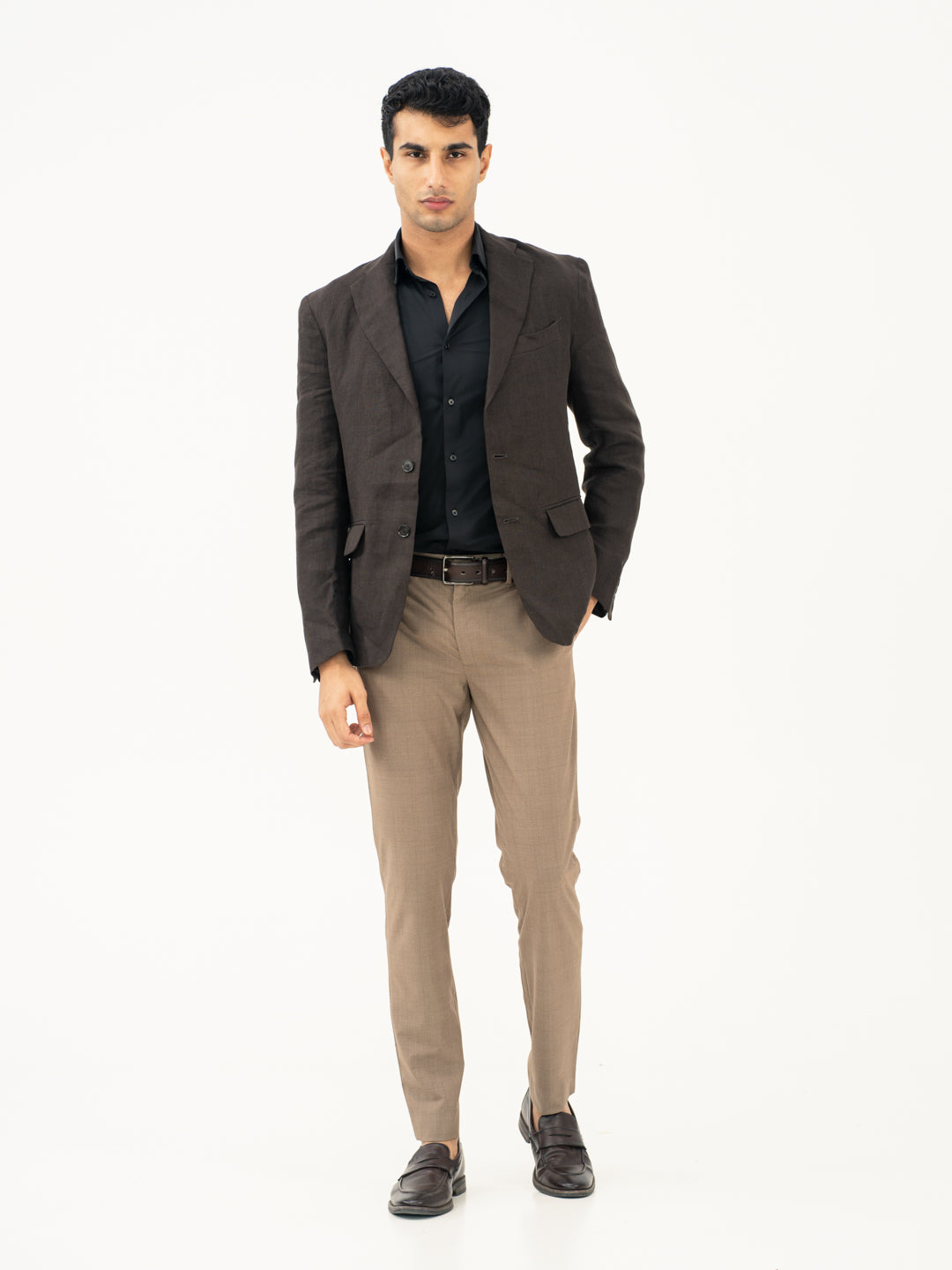 Chestnut Brown Checks Formal Pants