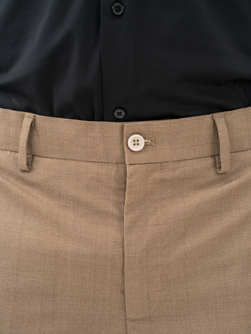 Chestnut Brown Checks Formal Pants