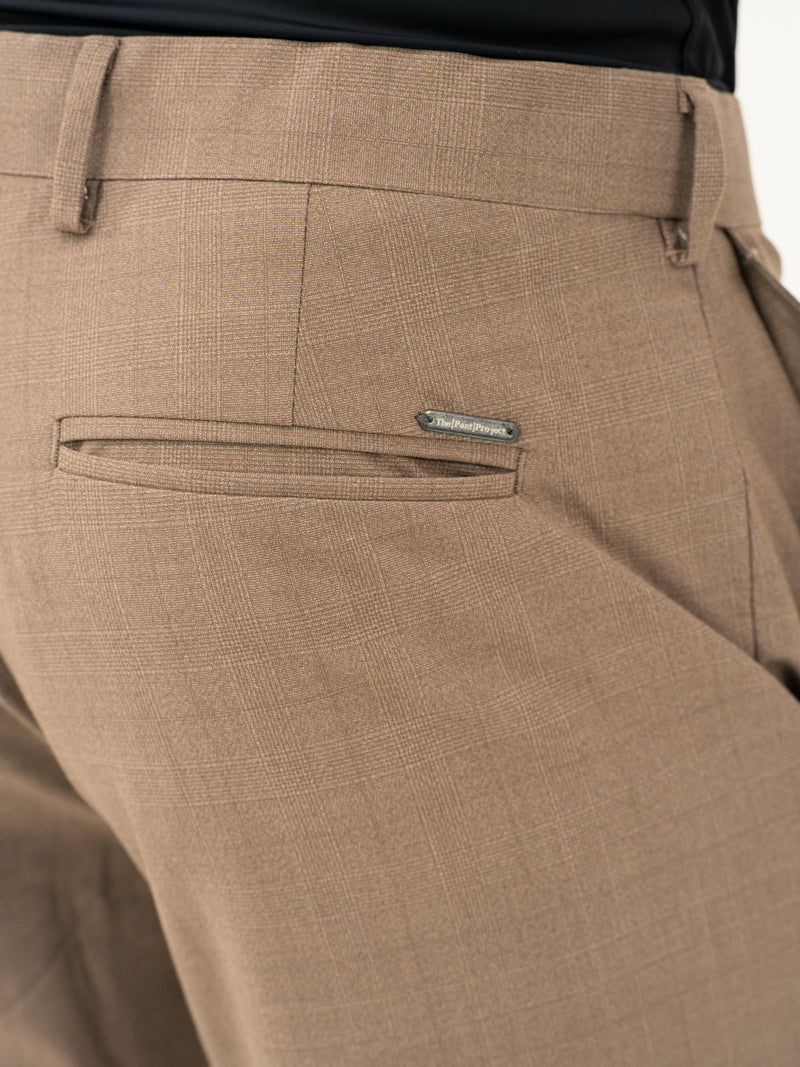 Chestnut Brown Checks Formal Pants