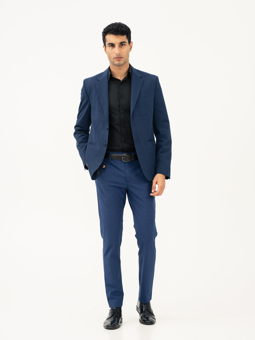 Electric Blue Checks Formal Pants