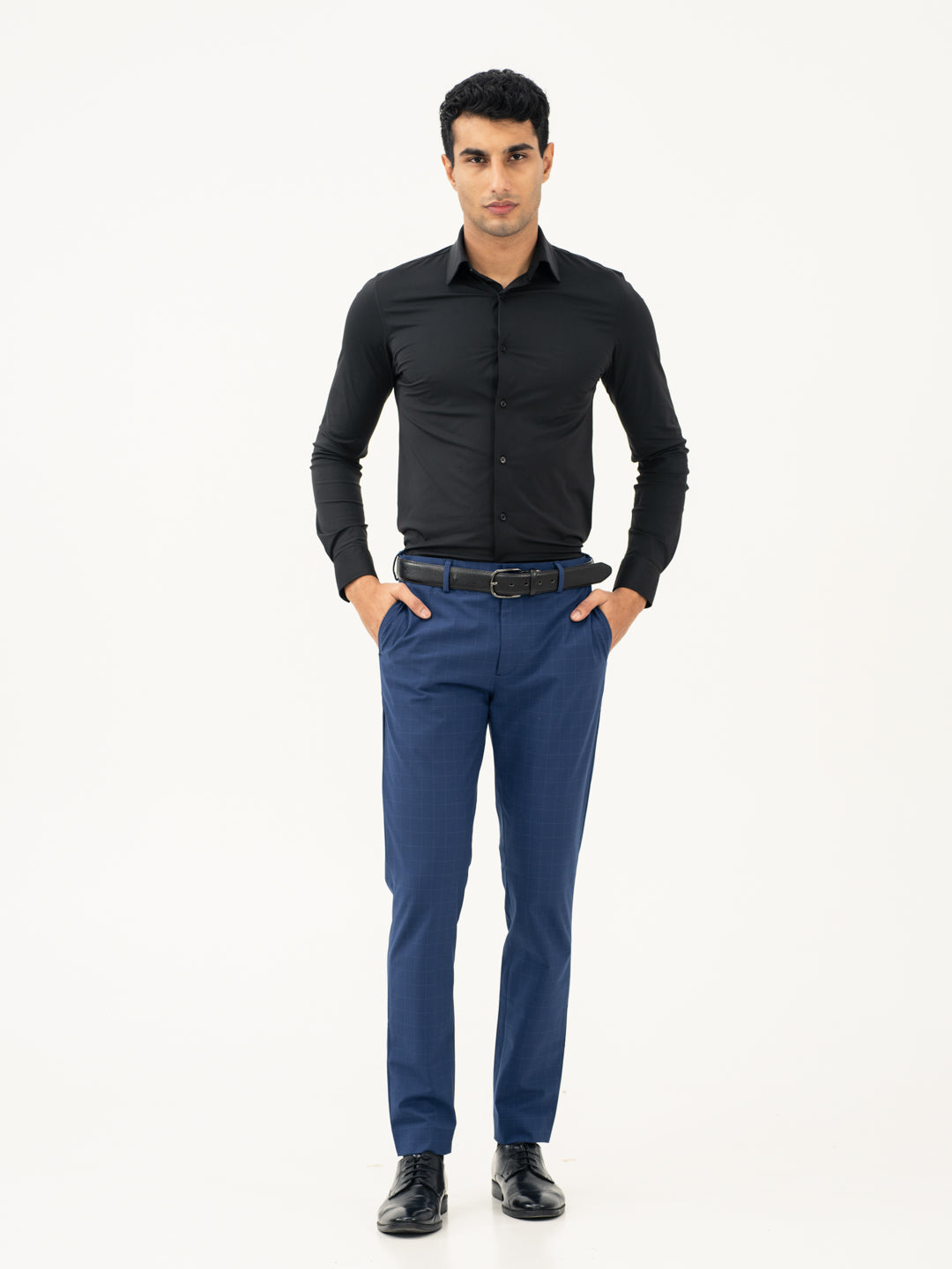 Electric Blue Checks Formal Trouser For Men Electric Blue Checks Formal Trouser For Men