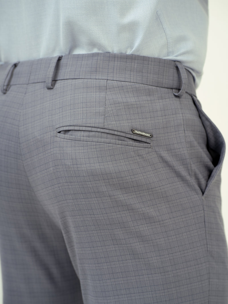 Dusky Grey Checks Stretch Formal Pants