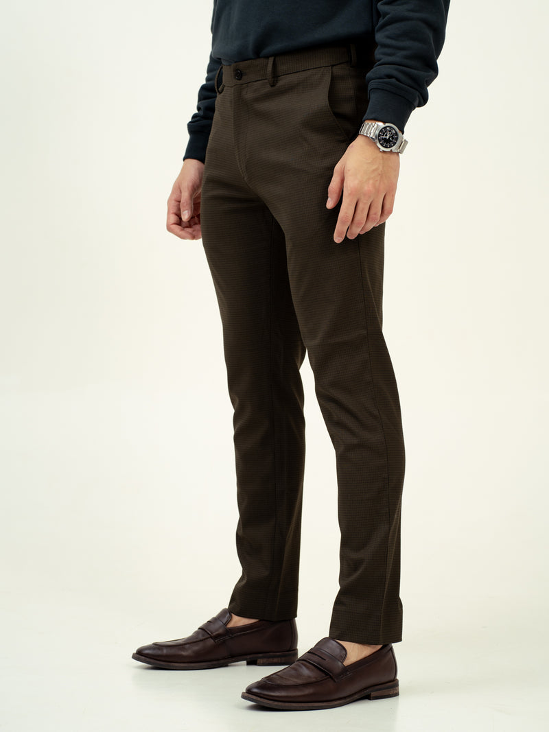 Harvest Green Micro Checks Stretch Formal Pants