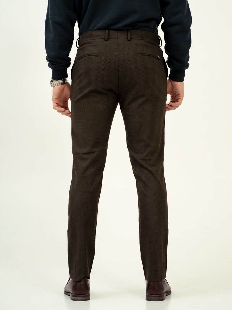 Harvest Green Micro Checks Stretch Formal Pants