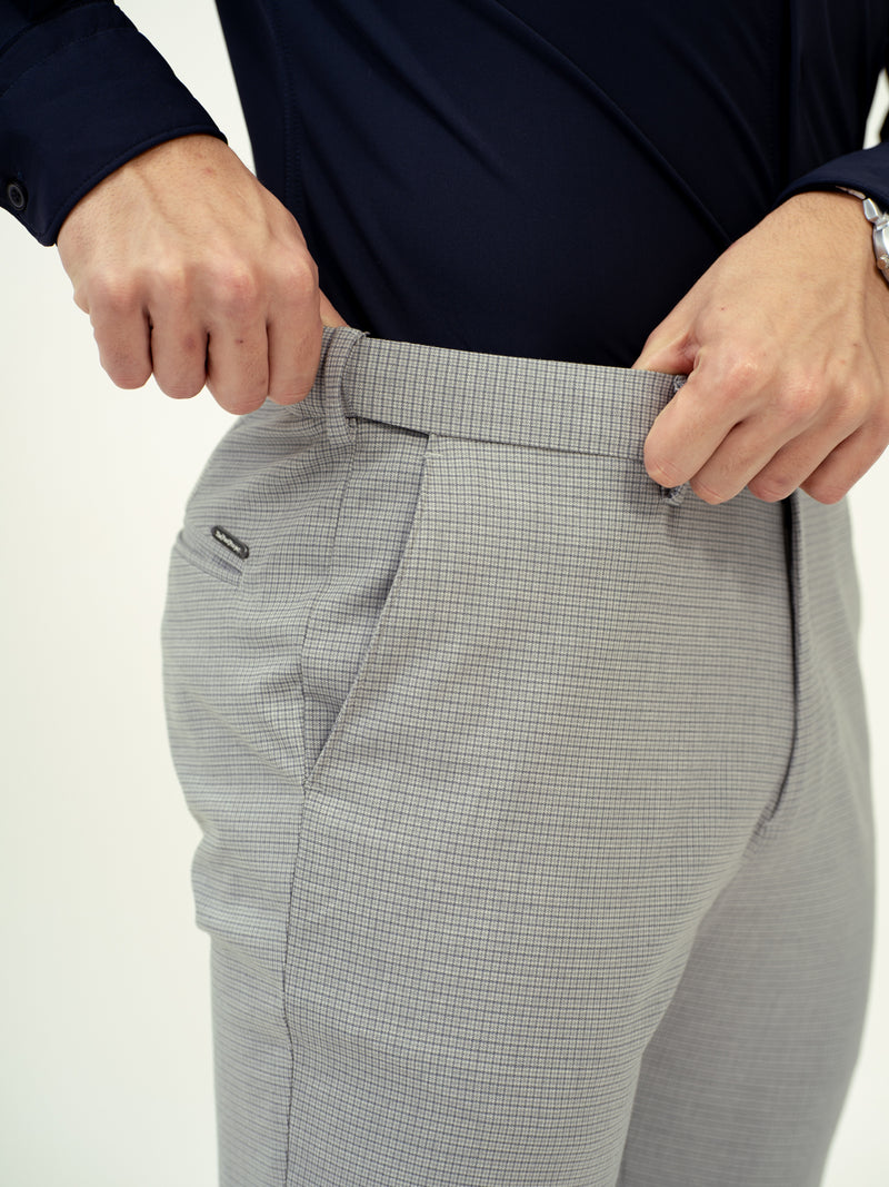 Marble Grey Micro Checks Stretch Pants