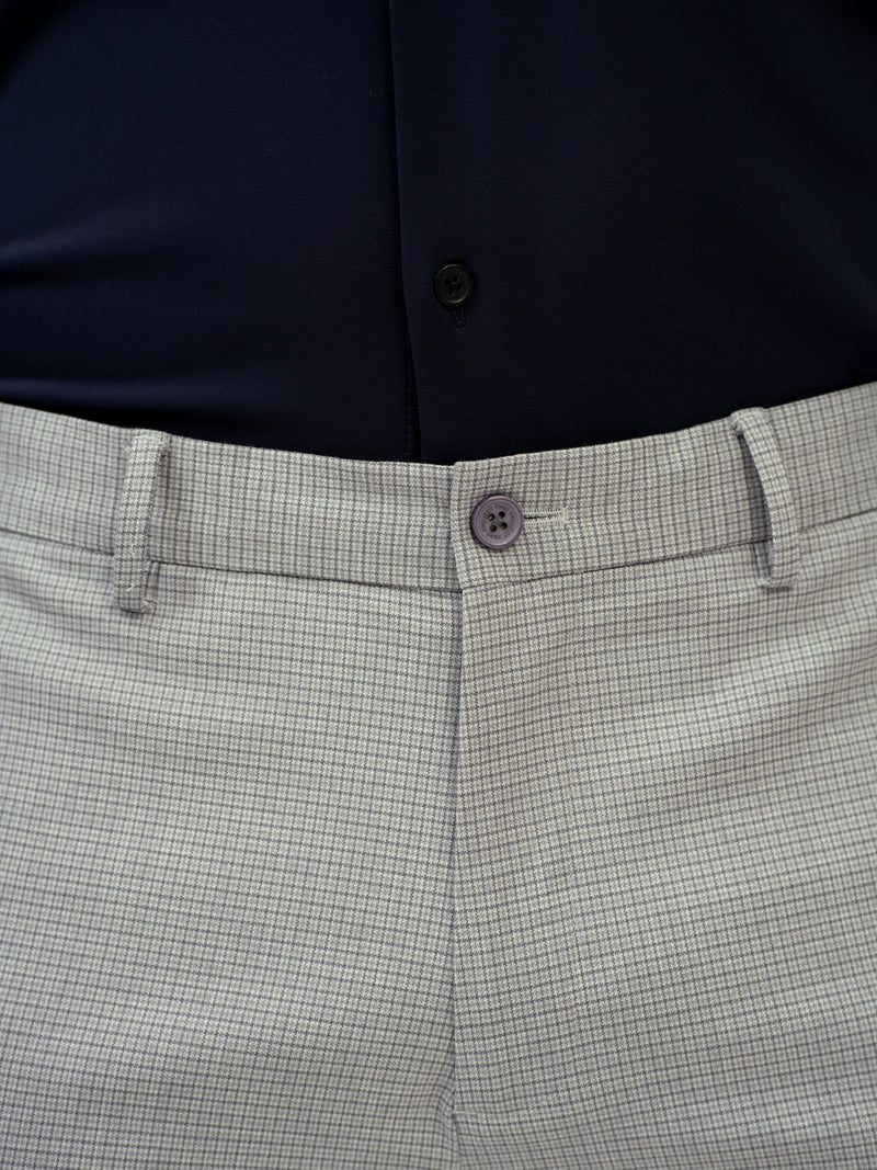 Marble Grey Micro Checks Stretch Pants