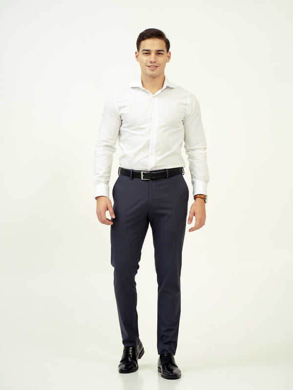 front view of flint grey check pant by pant project with classic fit