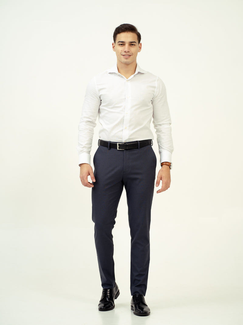 Flint Grey Micro Checks Stretch Formal Pants