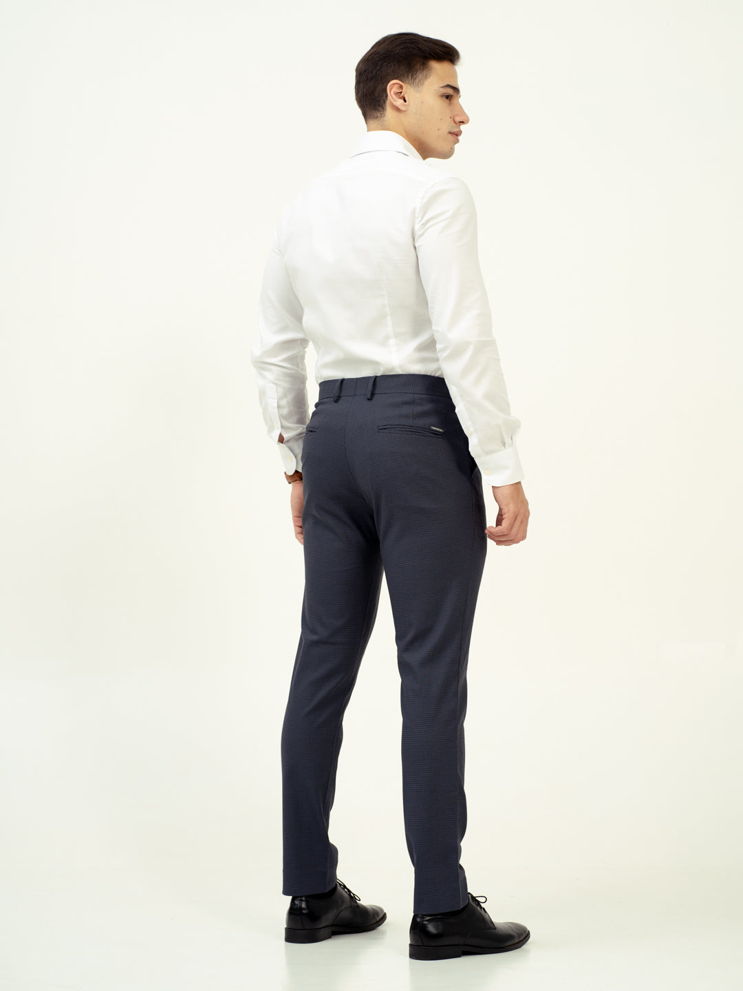 Flint Grey Micro Checks Stretch Formal Pants