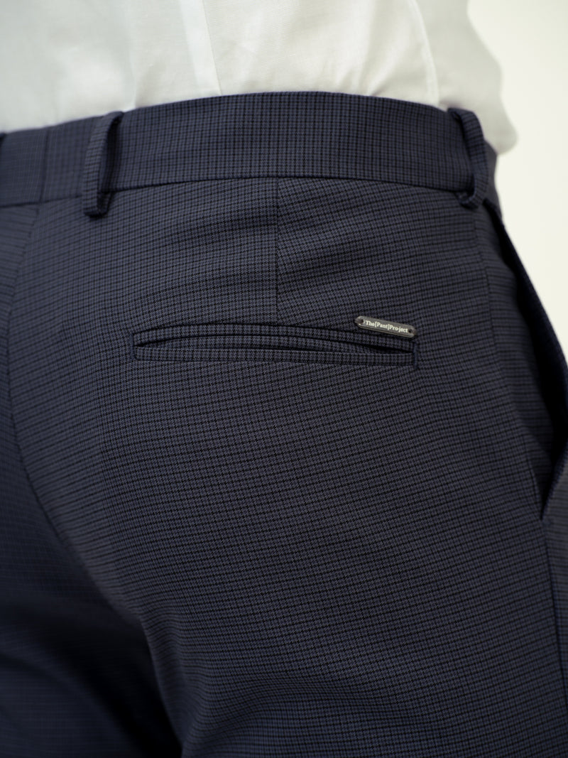 Flint Grey Micro Checks Stretch Formal Pants