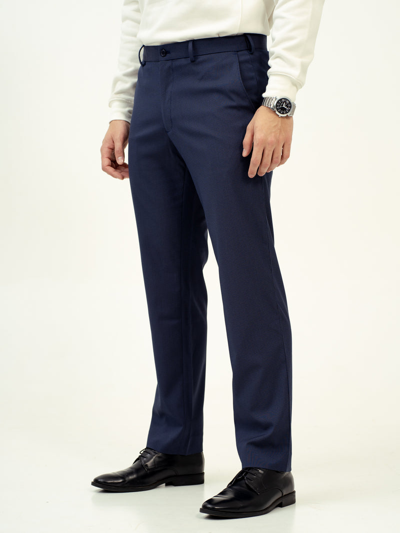 Eclipse Blue Mini Checks Stretch Formal Pants