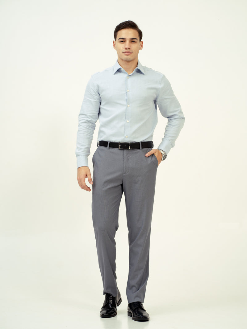 front view of grey pant by pant project with classic fit