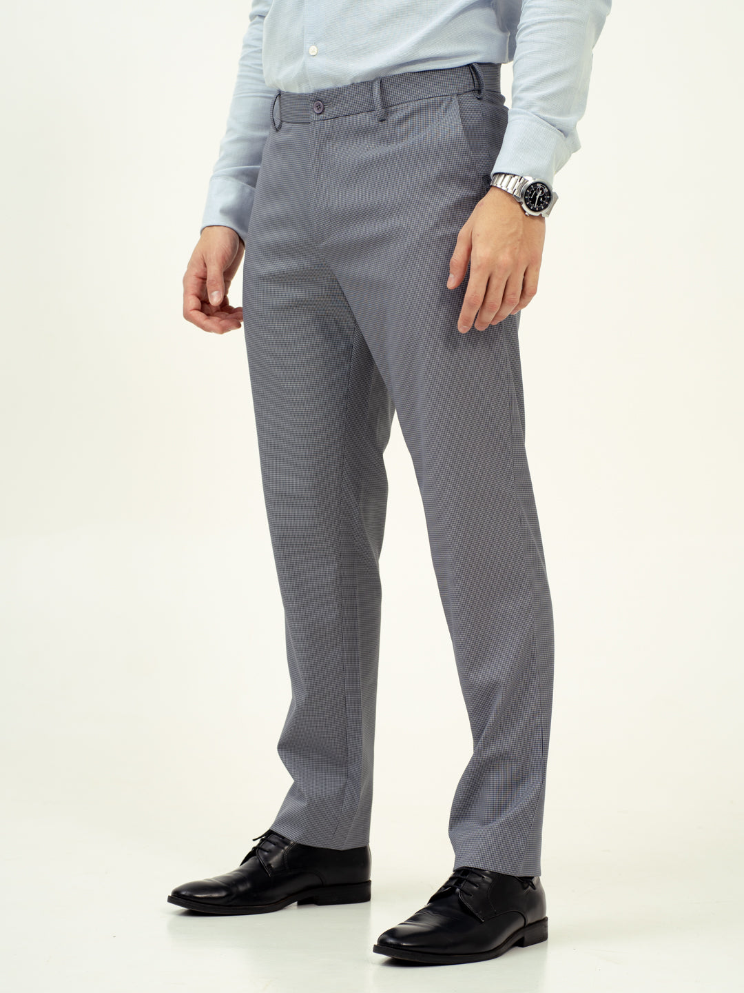 Drift Grey Mini Checks Stretch Formal Pants