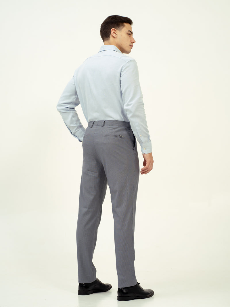 Drift Grey Mini Checks Stretch Formal Pants