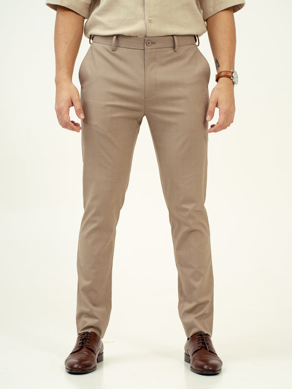 Tiramisu Beige Checks Stretch Formal Pants