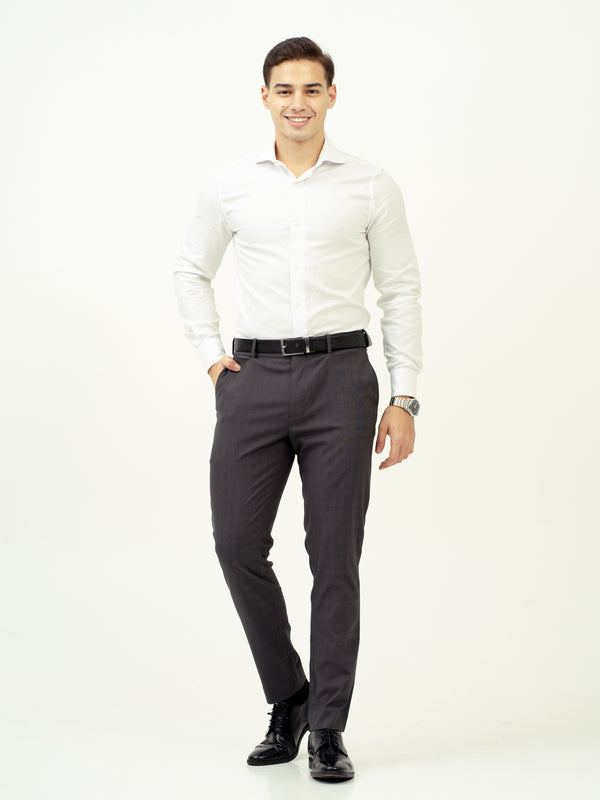 Molten Grey Checks Stretch Formal Pants