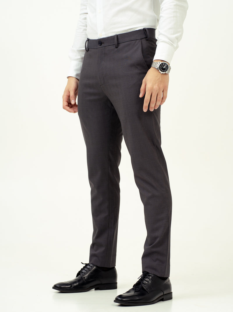 Molten Grey Checks Stretch Formal Pants