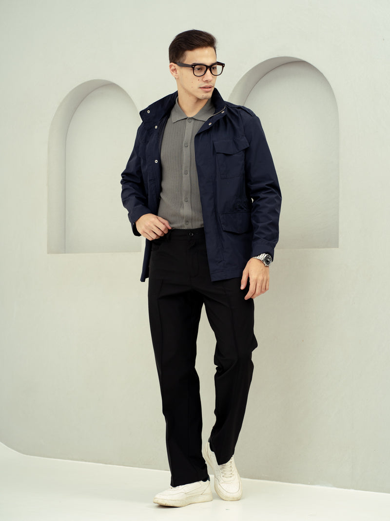 Lunar Black Relaxed Fit Pintuck Pants