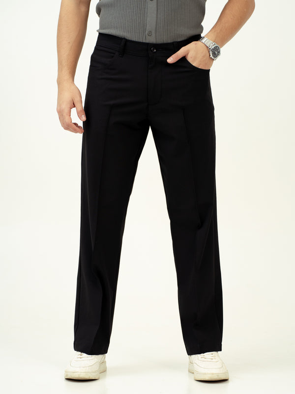 Lunar Black Relaxed Fit Pintuck Pants