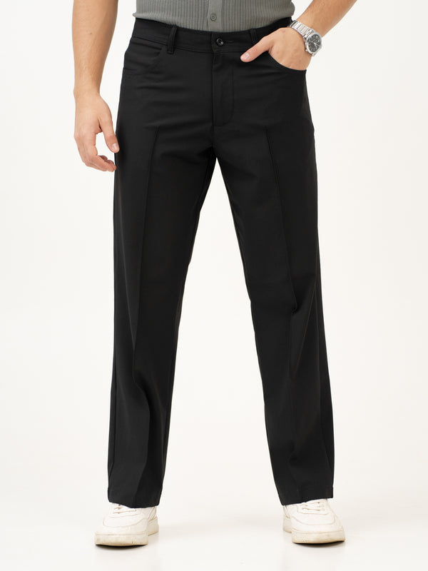 Lunar Black Relaxed Fit Korean Pintuck Pants