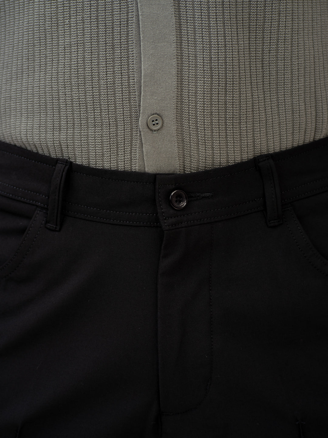 Lunar Black Relaxed Fit Pintuck Pants