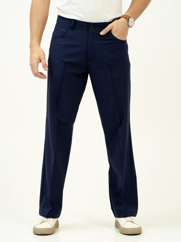 Heaven Navy Relaxed Fit Pintuck Pants