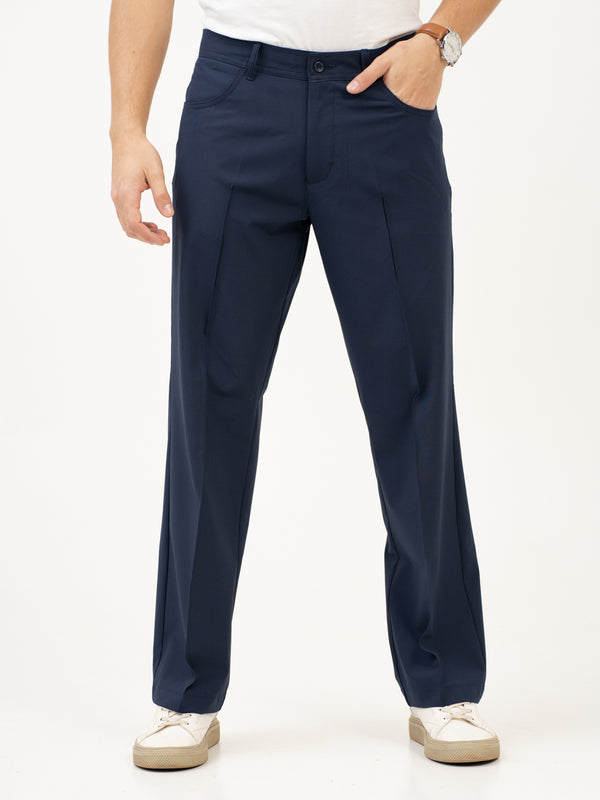 Heaven Navy Relaxed Fit Korean Pintuck Pants