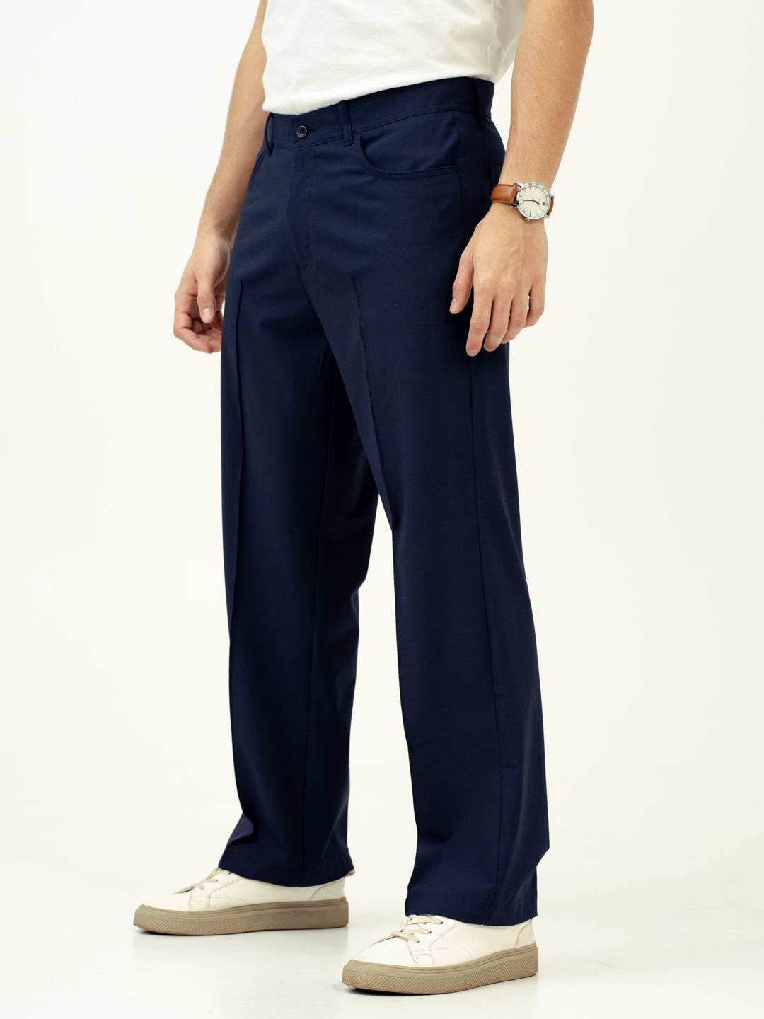 Heaven Navy Relaxed Fit Pintuck Pants