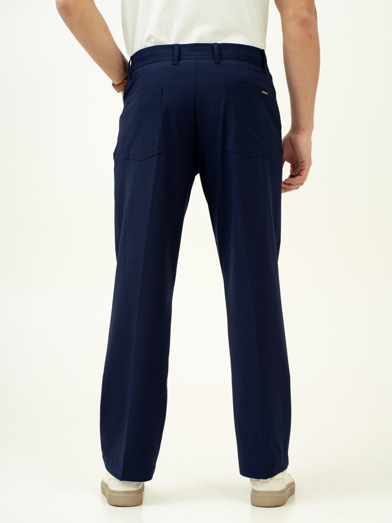 Heaven Navy Relaxed Fit Pintuck Pants