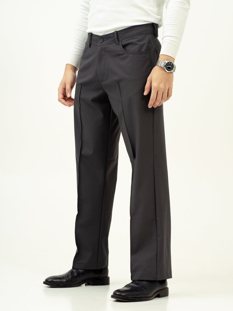 Pewter Grey Relaxed Fit Pintuck Pants