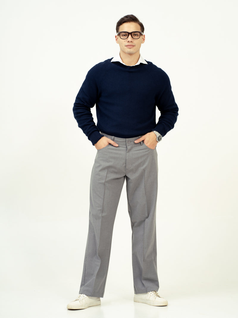 Haze Grey Relaxed Fit Pintuck Pants