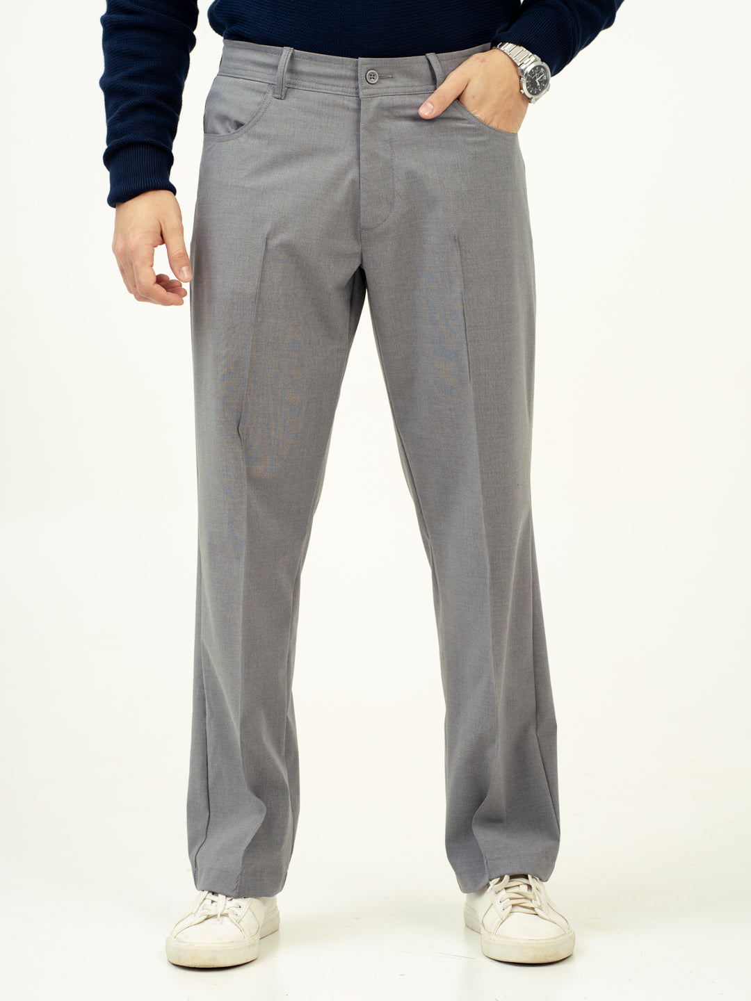 Haze Grey Relaxed Fit Pintuck Pants