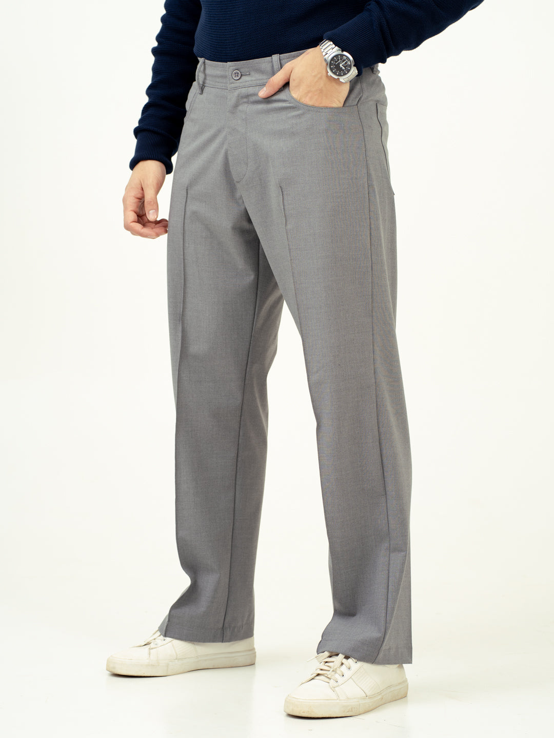 Haze Grey Relaxed Fit Pintuck Pants